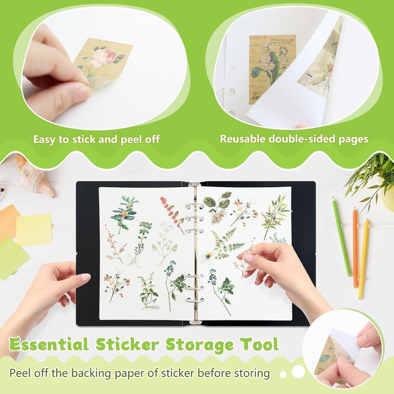 KPOONI 80 Sheets Blank Release Paper Pages for 6-Ring A5 Sticker Binder Organizer Double-side Reusable Insert Refills for Stickers Collecting Book Storage Album - Image 3